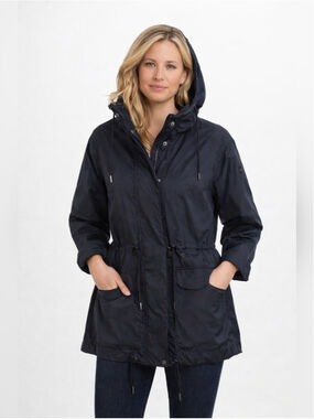 Bogner Zina Parka Midnight Blue Hooded Zip Rain Jacket Women’s 8 Luxury